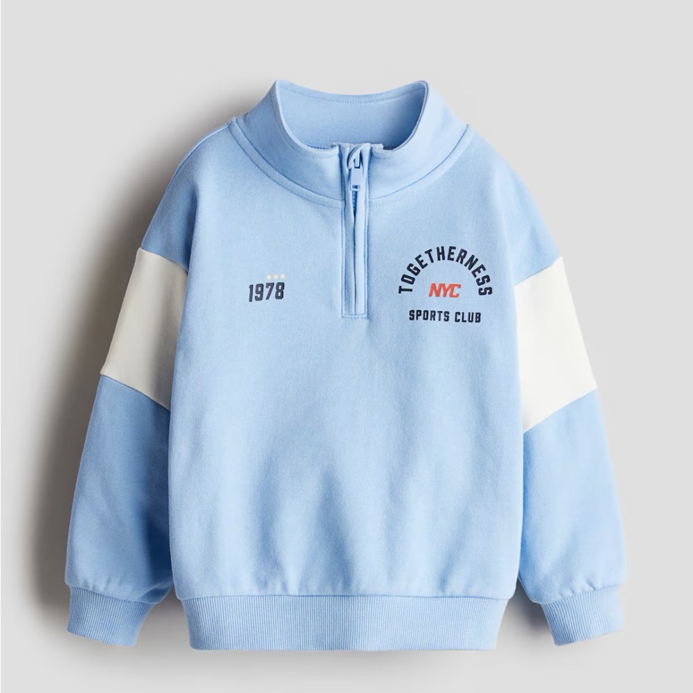 NWT H&M Light Blue Sports Club Kids Sweatshirt Size 8-10